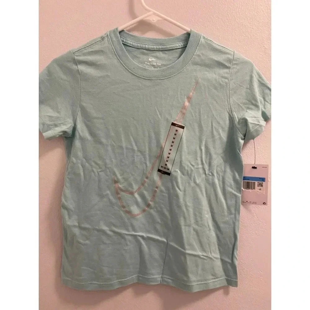 Girls Kids Nike shirt size medium aqua & silver - brand new with tags